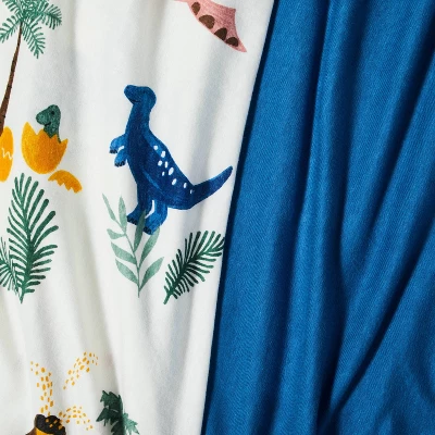 Fitted Jersey Crib Sheet Dino-snore - Solid Blue - 2pk - Cloud Island™ 2 Fitted Jersey Crib Sheet Dino-snore - Solid Blue - 2pk - Cloud Island™ - Image 2