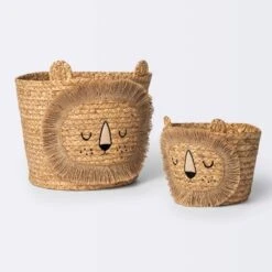 Braided Water Hyacinth Medium Round Storage Basket - Lion - Cloud Island™ -Little Luxe Store GUEST 08251bcd 8684 4dda 85d5 7e48aef06926
