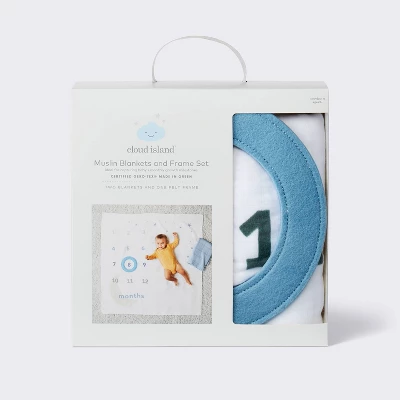 Muslin Blanket With Felt Frame - Blue - Cloud Island™ 3 Muslin Blanket With Felt Frame - Blue - Cloud Island™ - Image 3