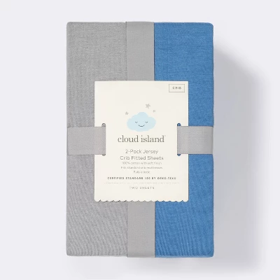 Fitted Jersey Crib Sheet - Cloud Island™ Gray & Blue 2pk 2 Fitted Jersey Crib Sheet - Cloud Island™ Gray & Blue 2pk - Image 2