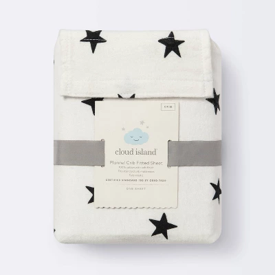 Flannel Fitted Crib Sheet Stars - Cloud Island™ - Cream/Black 4 Flannel Fitted Crib Sheet Stars - Cloud Island™ - Cream/Black - Image 4