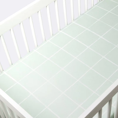 Fitted Crib Sheet - Cloud Island™ Mint Windowpane 2 Fitted Crib Sheet - Cloud Island™ Mint Windowpane - Image 2