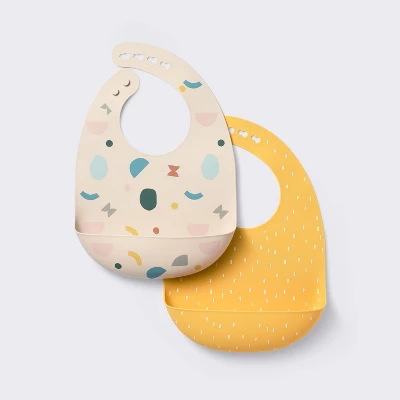 Silicone Bibs - 2pk - Shapes/Yellow - Cloud Island™ 4 Silicone Bibs - 2pk - Shapes/Yellow - Cloud Island™ - Image 4