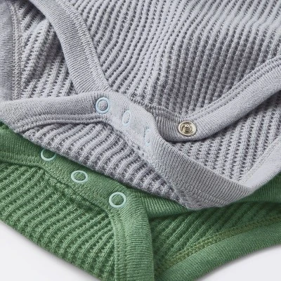 Baby 3pk Long Sleeve Waffle Bodysuit - Cloud Island™ Green 3 Baby 3pk Long Sleeve Waffle Bodysuit - Cloud Island™ Green - Image 3