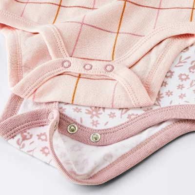 Baby Girls' 4pk Floral Short Sleeve Bodysuits - Cloud Island™ Peach/Pink 3 Baby Girls' 4pk Floral Short Sleeve Bodysuits - Cloud Island™ Peach/Pink - Image 3