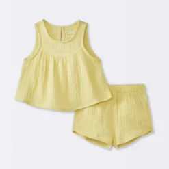 Baby Girls' Swiss Dot Tank Top & Shorts Set - Cloud Island™ Yellow -Little Luxe Store GUEST 0de6e25b d182 4396 a652 73e68b87f860