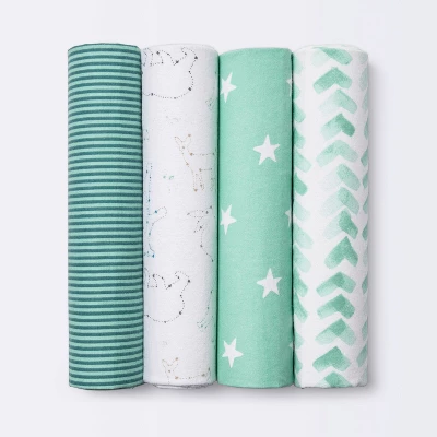 Flannel Baby Blankets Starry Slumber - Cloud Island™ Green 4pk 3 Flannel Baby Blankets Starry Slumber - Cloud Island™ Green 4pk - Image 3