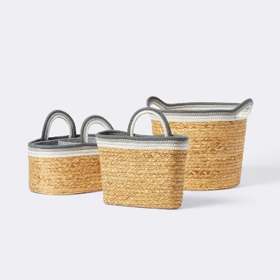 Wall Hanging Natural Woven Basket With Coiled Rope Handle - Cloud Island™ 3 Wall Hanging Natural Woven Basket With Coiled Rope Handle - Cloud Island™ - Image 3
