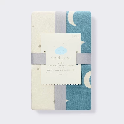 Fitted Jersey Crib Sheet - Moon Stars - 2pk - Cloud Island™ 3 Fitted Jersey Crib Sheet - Moon Stars - 2pk - Cloud Island™ - Image 3