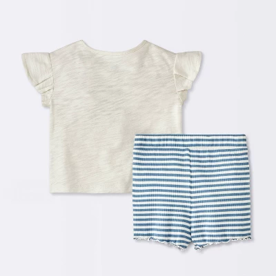 Baby Girls' Soliel Modal T-Shirt & Bike Shorts Set - Cloud Island™ Off-White 1 Baby Girls' Soliel Modal T-Shirt & Bike Shorts Set - Cloud Island™ Off-White