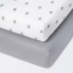 Fitted Mini Crib Jersey Sheet - Cloud Island™ Star/Gray 2pk -Little Luxe Store GUEST 187ca05c 3897 46a7 be55 536216c3d1d5