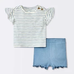 Baby Girls' 2pc Striped Pocket T-Shirt & Bike Shorts Set - Cloud Island™ Blue 7 Baby Girls' 2pc Striped Pocket T-Shirt & Bike Shorts Set - Cloud Island™ Blue -Little Luxe Store GUEST 25d839b8 9c77 492e 932a a0f5cbad0036