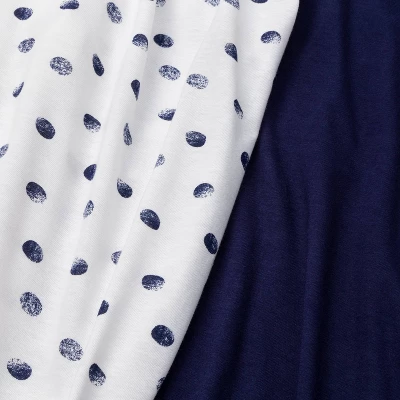 Fitted Jersey Crib Sheet Dots And Solid Navy Blue - Cloud Island™ - Navy - 2pk 1 Fitted Jersey Crib Sheet Dots And Solid Navy Blue - Cloud Island™ - Navy - 2pk