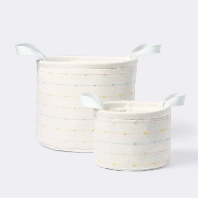 Medium Round Bin With Slub Stitching - Cream - Cloud Island™ 3 Medium Round Bin With Slub Stitching - Cream - Cloud Island™ - Image 3