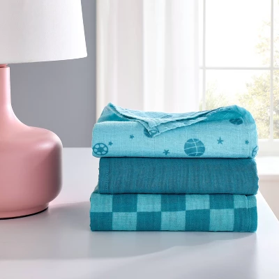 Muslin Swaddle Baby Blanket - Sports - 3pk - Cloud Island™ 1 Muslin Swaddle Baby Blanket - Sports - 3pk - Cloud Island™