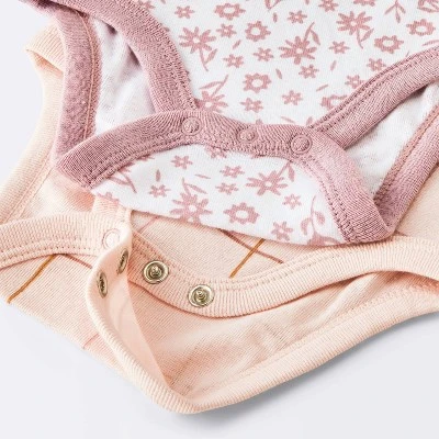 Baby Girls' 4pk Floral Long Sleeve Bodysuits - Cloud Island™ Peach/Pink 3 Baby Girls' 4pk Floral Long Sleeve Bodysuits - Cloud Island™ Peach/Pink - Image 3