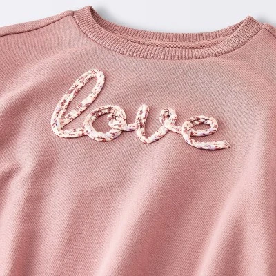 Baby Girls' Love Sweatshirt Romper - Cloud Island™ Pink 2 Baby Girls' Love Sweatshirt Romper - Cloud Island™ Pink - Image 2