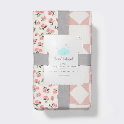 Fitted Jersey Crib Sheet - Ditsy Rose - 2pk - Cloud Island™ 3 Fitted Jersey Crib Sheet - Ditsy Rose - 2pk - Cloud Island™ - Image 3