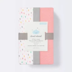 Fitted Play Yard Jersey Sheet - Cloud Island™ Confetti/Coral 2pk 4 Fitted Play Yard Jersey Sheet - Cloud Island™ Confetti/Coral 2pk -Little Luxe Store GUEST 33d6f916 ec73 4701 af0f 9734d4a4771c