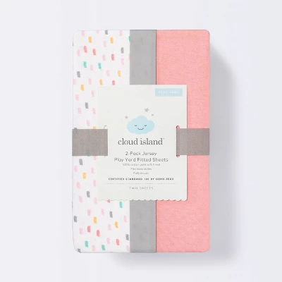 Fitted Play Yard Jersey Sheet - Cloud Island™ Confetti/Coral 2pk 2 Fitted Play Yard Jersey Sheet - Cloud Island™ Confetti/Coral 2pk - Image 2