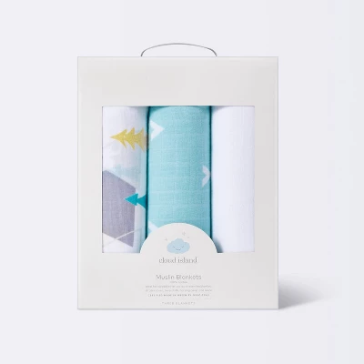Muslin Swaddle Blankets Adventure Awaits 3pk - Cloud Island™ Light Blue 3 Muslin Swaddle Blankets Adventure Awaits 3pk - Cloud Island™ Light Blue - Image 3