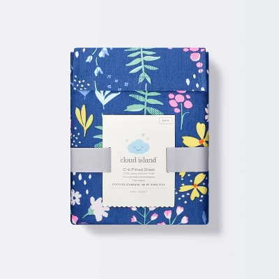 Fitted Crib Sheet Wildflower Dark - Cloud Island™ Navy Floral 4 Fitted Crib Sheet Wildflower Dark - Cloud Island™ Navy Floral - Image 4