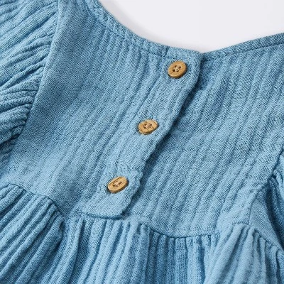 Baby Girls' 2pc Embroidered Floral Gauze Top & Bottom Set - Cloud Island™ Blue 2 Baby Girls' 2pc Embroidered Floral Gauze Top & Bottom Set - Cloud Island™ Blue - Image 2