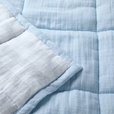 Muslin Quilt Baby And Toddler Blanket - Blue - Cloud Island™ 2 Muslin Quilt Baby And Toddler Blanket - Blue - Cloud Island™ - Image 2