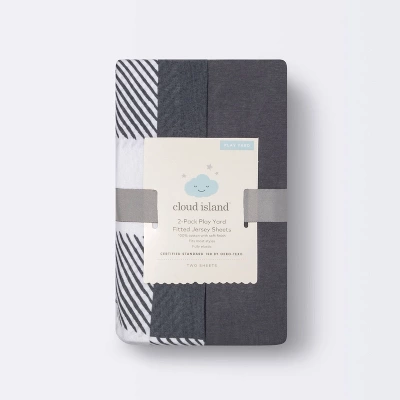 Fitted Playyard Jersey Sheet Gingham - Cloud Island™ - Gray - 2pk 3 Fitted Playyard Jersey Sheet Gingham - Cloud Island™ - Gray - 2pk - Image 3