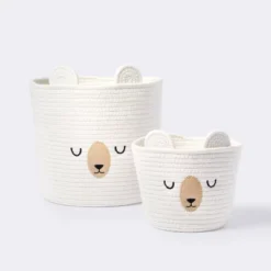 Small Tapered Round Coiled Rope Round Basket Sleepy Bear - Cloud Island™ -Little Luxe Store GUEST 3c65369e 5ba2 4cda a2ca 9290946c81be