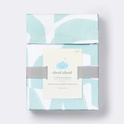 Fitted Crib Sheet Tile Print - White/Seafoam - Cloud Island™ 3 Fitted Crib Sheet Tile Print - White/Seafoam - Cloud Island™ - Image 3