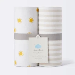 Flannel Swaddle Baby Blankets - Yellow Sun And Stripe - 2pk - Cloud Island™ 5 Flannel Swaddle Baby Blankets - Yellow Sun And Stripe - 2pk - Cloud Island™ -Little Luxe Store GUEST 3d36f01e efe2 4524 972e c2dcdabf32e5
