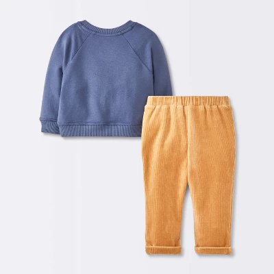 Baby Boys' 2pc Fox Sweatshirt & Corduroy Pants Set - Cloud Island™ Navy Blue 1 Baby Boys' 2pc Fox Sweatshirt & Corduroy Pants Set - Cloud Island™ Navy Blue