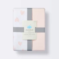 Jersey Fitted Crib Sheet - Pink Hearts And Solid Pink - 2pk - Cloud Island™ 6 Jersey Fitted Crib Sheet - Pink Hearts And Solid Pink - 2pk - Cloud Island™ -Little Luxe Store GUEST 3fef0b24 f0c2 4955 81a1 6d17aca34553