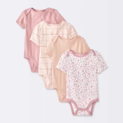 Baby Girls' 4pk Floral Short Sleeve Bodysuits - Cloud Island™ Peach/Pink 7 Baby Girls' 4pk Floral Short Sleeve Bodysuits - Cloud Island™ Peach/Pink -Little Luxe Store GUEST 46bde8b5 8241 40ed a67a 55ebda63ac21