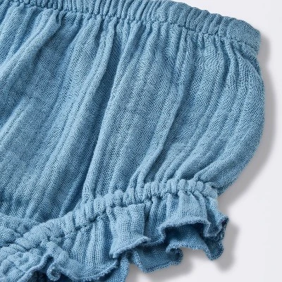 Baby Girls' 2pc Embroidered Floral Gauze Top & Bottom Set - Cloud Island™ Blue 3 Baby Girls' 2pc Embroidered Floral Gauze Top & Bottom Set - Cloud Island™ Blue - Image 3