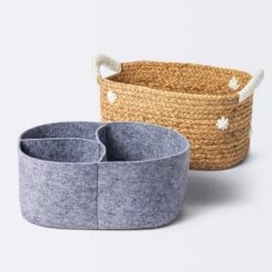 Braided Water Hyacinth With Tufted Embroidery Diaper Caddy Basket - Cloud Island™ -Little Luxe Store GUEST 4af8ac84 e21a 4e49 9482 b52190eda164