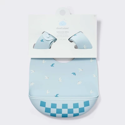 Silicone Bibs - 2pk - Birds/Checker - Cloud Island™ 2 Silicone Bibs - 2pk - Birds/Checker - Cloud Island™ - Image 2