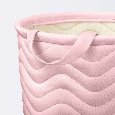 Quilted Fabric Large Round Storage Basket - Light Pink - Cloud Island™ 2 Quilted Fabric Large Round Storage Basket - Light Pink - Cloud Island™ - Image 2