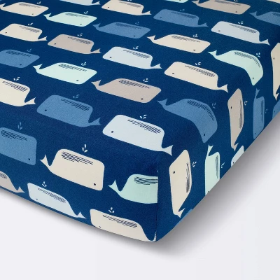 Fitted Crib Sheet Whales - Cloud Island™ Navy 4 Fitted Crib Sheet Whales - Cloud Island™ Navy - Image 4