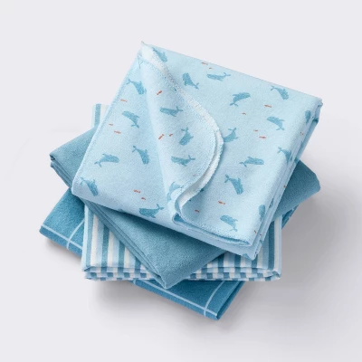 Flannel Baby Blanket - Whales - 4pk - Cloud Island™ 4 Flannel Baby Blanket - Whales - 4pk - Cloud Island™ - Image 4