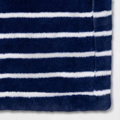 Toddler Bed Plush Blanket - Cloud Island™ Navy Stripe 2 Toddler Bed Plush Blanket - Cloud Island™ Navy Stripe - Image 2