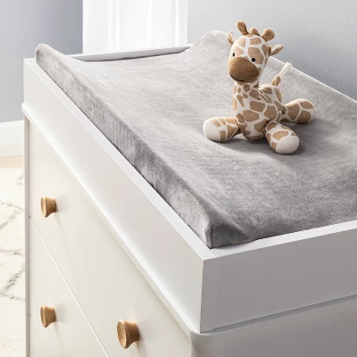 Velvet Polyester Spandex Changing Pad Cover - Dark Gray - Cloud Island™ 1 Velvet Polyester Spandex Changing Pad Cover - Dark Gray - Cloud Island™