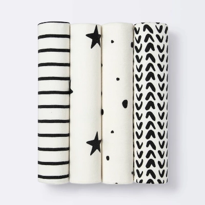 Flannel Baby Blanket - Cloud Island™ - Black/White - 4pk 3 Flannel Baby Blanket - Cloud Island™ - Black/White - 4pk - Image 3