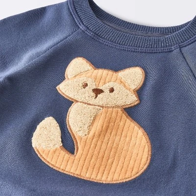Baby Boys' 2pc Fox Sweatshirt & Corduroy Pants Set - Cloud Island™ Navy Blue 2 Baby Boys' 2pc Fox Sweatshirt & Corduroy Pants Set - Cloud Island™ Navy Blue - Image 2