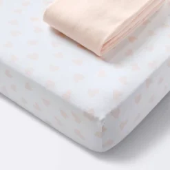 Jersey Fitted Crib Sheet - Pink Hearts And Solid Pink - 2pk - Cloud Island™ 7 Jersey Fitted Crib Sheet - Pink Hearts And Solid Pink - 2pk - Cloud Island™ -Little Luxe Store GUEST 5f307d03 734a 4ea2 9ca6 6230cb06c9e1