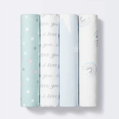 Flannel Baby Blankets I Love You To The Moon And Back - 4pk - Cloud Island™ 3 Flannel Baby Blankets I Love You To The Moon And Back - 4pk - Cloud Island™ - Image 3