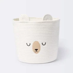 Medium Coiled Rope Round Basket Sleepy Bear - Cream - Cloud Island™ -Little Luxe Store GUEST 62be5e8c 74ee 4c31 ab9e 027a2e268774