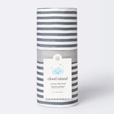 Jersey Swaddle Blanket Stripe - Cloud Island™ White/Gray 2 Jersey Swaddle Blanket Stripe - Cloud Island™ White/Gray - Image 2