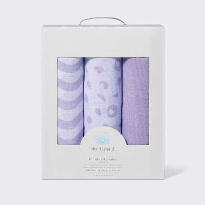 Muslin Swaddle Baby Blanket - Leopard - 3pk - Cloud Island™ 3 Muslin Swaddle Baby Blanket - Leopard - 3pk - Cloud Island™ - Image 3